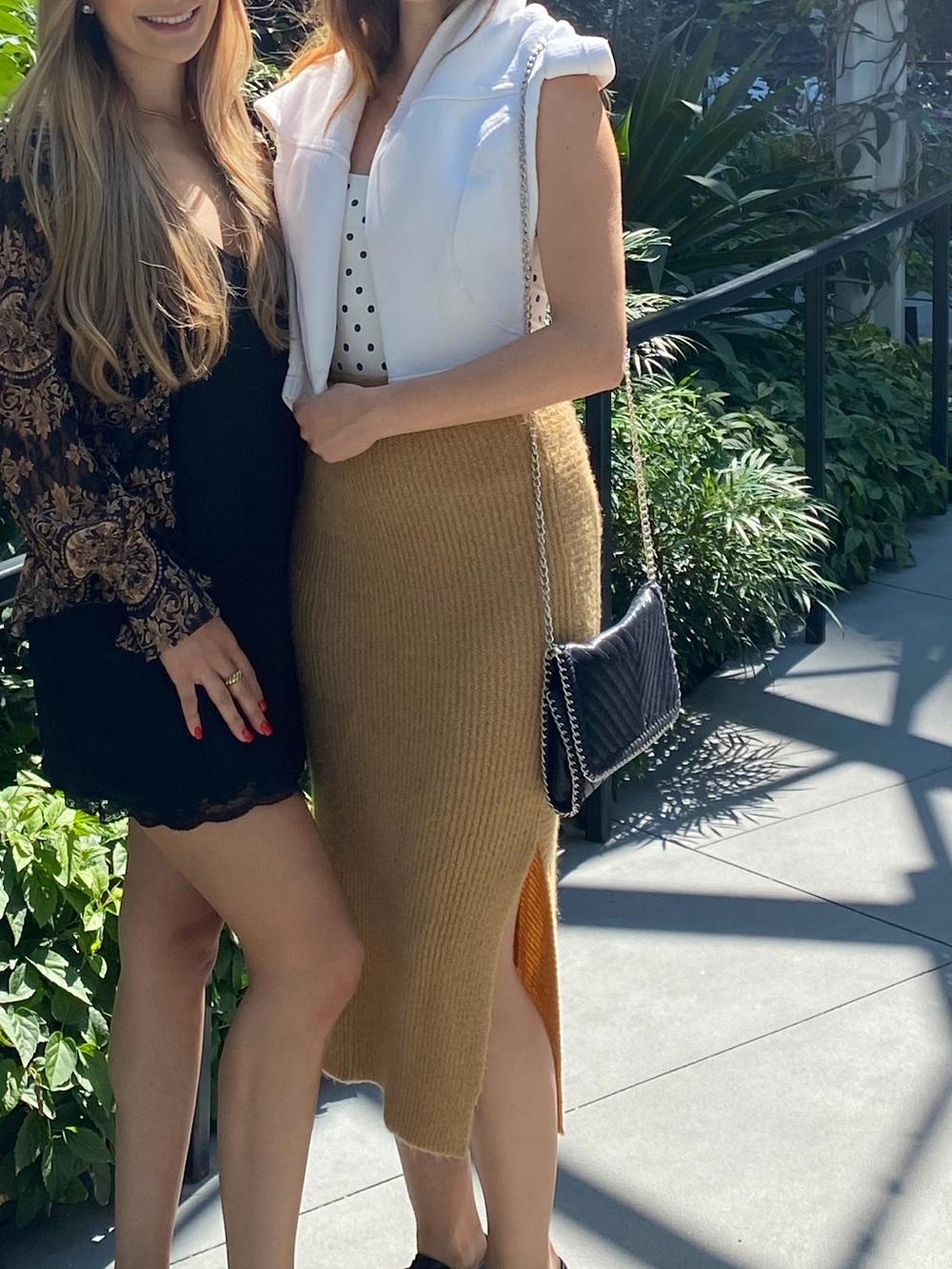 BP. Camel Knit Midi Skirt | XS | Neutral Ribbed Sweater Skirt